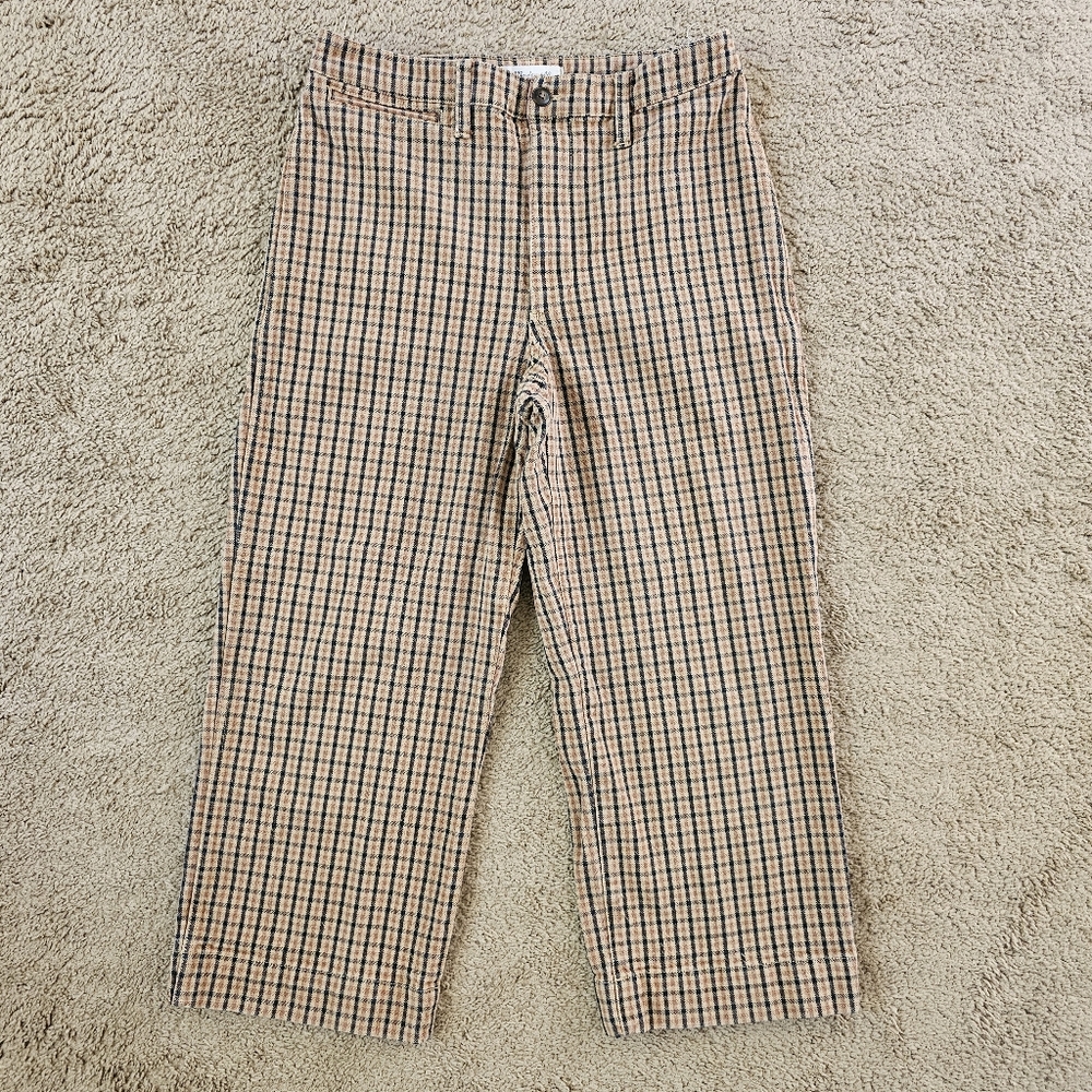 Madewell Plaid Wide Leg Pants - Tan and Black